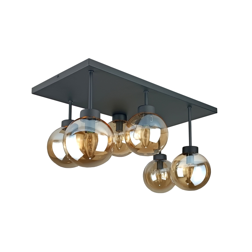 Plafonnier DEA 6xE14/60W/230V noir/fumé beige