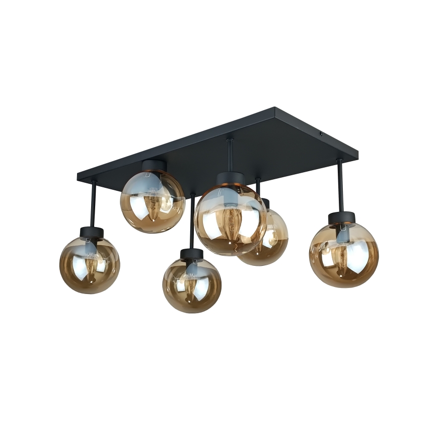 Plafonnier DEA 6xE14/60W/230V noir/fumé beige