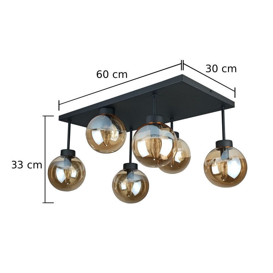 Plafonnier DEA 6xE14/60W/230V noir/fumé beige