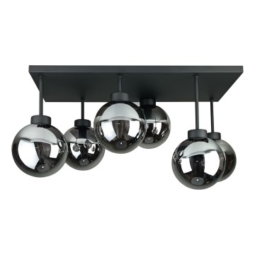 Plafonnier DEA 6xE14/60W/230V noir/fumé noir