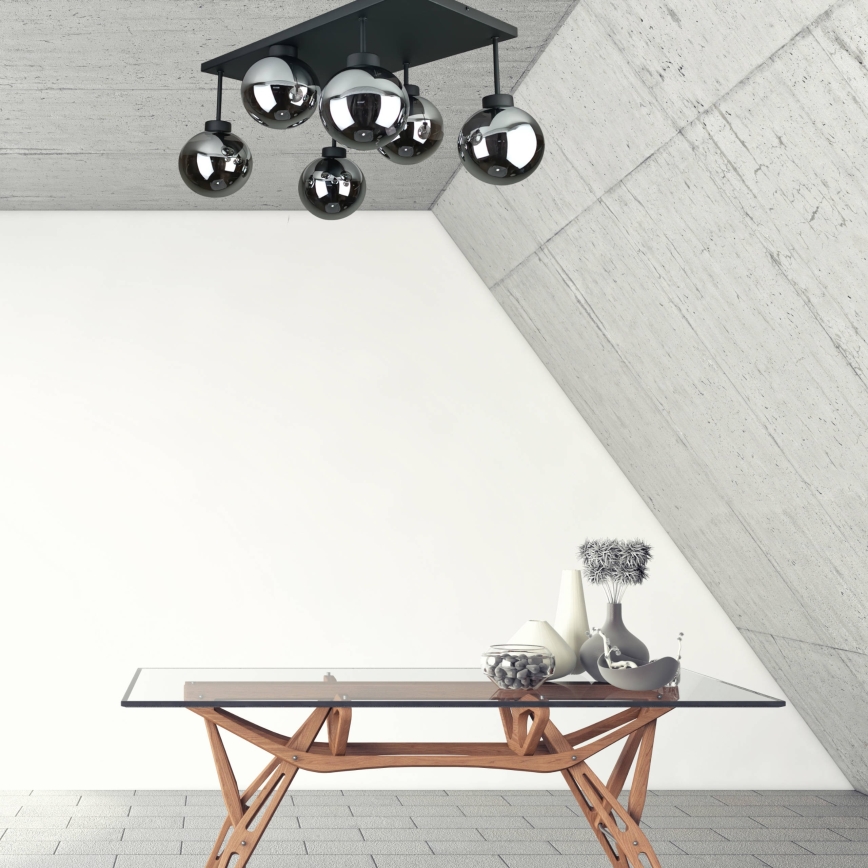 Plafonnier DEA 6xE14/60W/230V noir/fumé noir