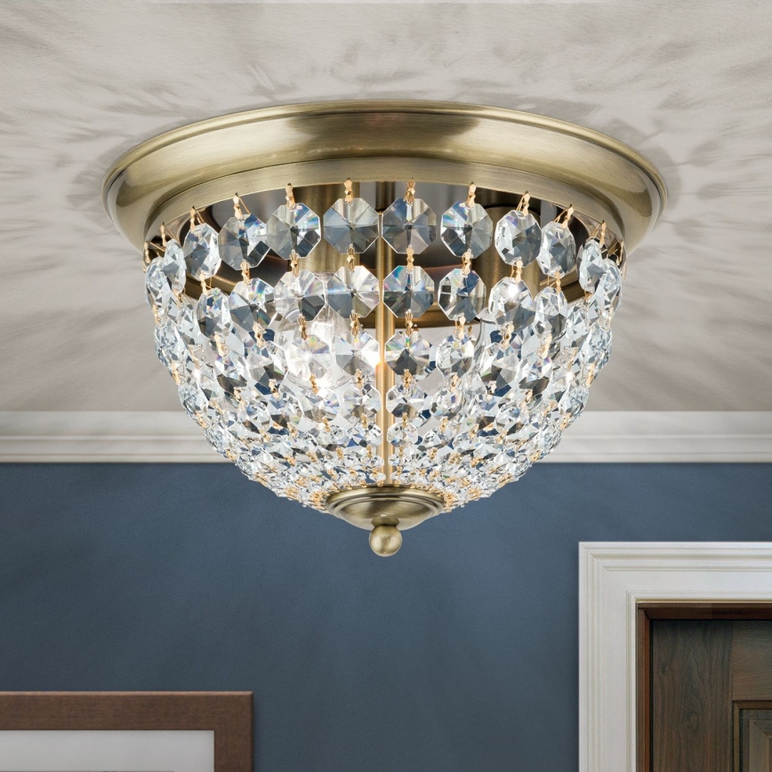 Plafonnier en cristal PLAFOND 3xE27/40W/230V d. 35 cm bronze