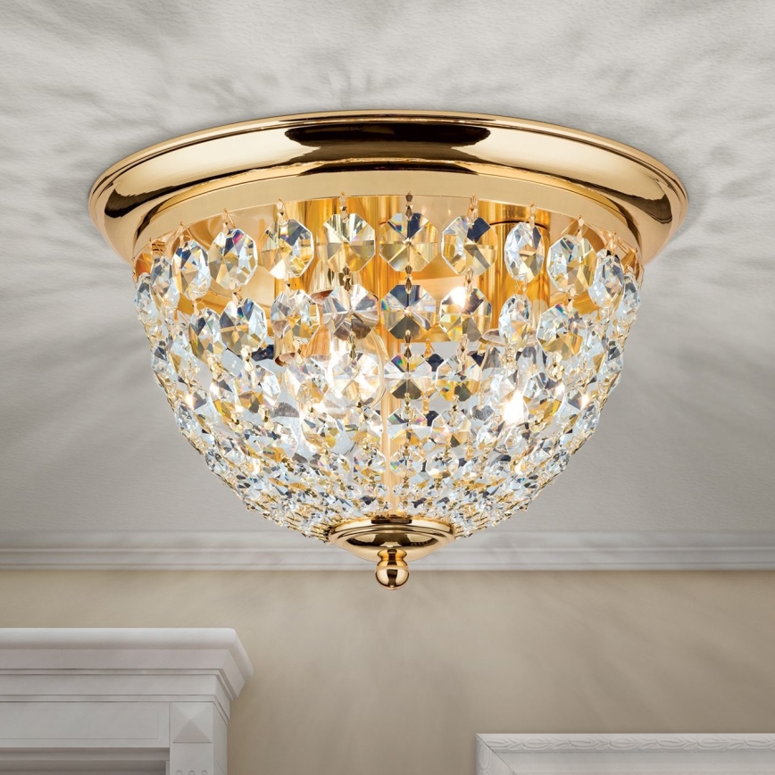 Plafonnier en cristal PLAFOND 3xE27/40W/230V d. 35 cm doré