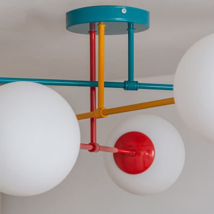 Plafonnier en saillie MOON 6xE27/15W/230V turquoise/jaune/rouge