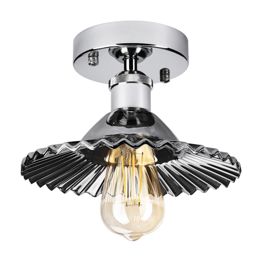 Plafonnier en saillie TRISH 1xE27/15W/230V chrome brillant/noir fumé