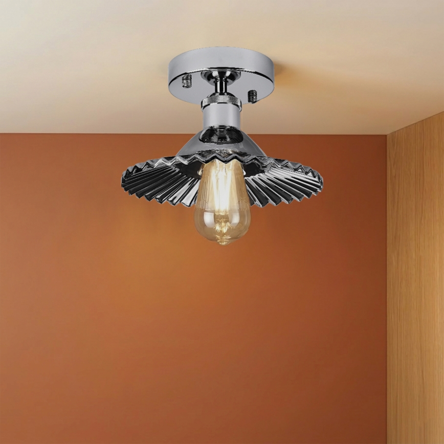 Plafonnier en saillie TRISH 1xE27/15W/230V chrome brillant/noir fumé