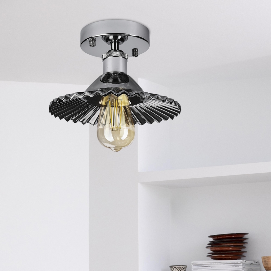 Plafonnier en saillie TRISH 1xE27/15W/230V chrome brillant/noir fumé