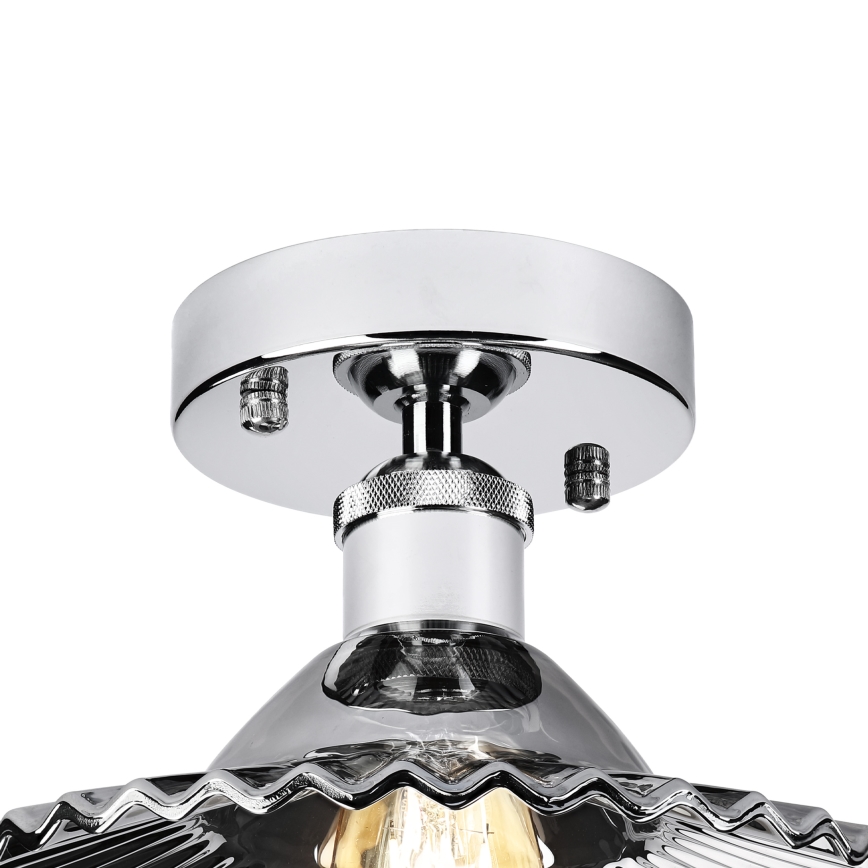 Plafonnier en saillie TRISH 1xE27/15W/230V chrome brillant/noir fumé
