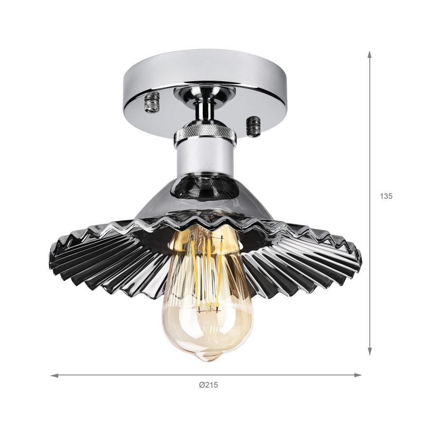 Plafonnier en saillie TRISH 1xE27/15W/230V chrome brillant/noir fumé