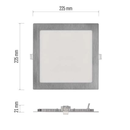 Plafonnier encastré LED NEXXO LED/18W/230V 3000/3500/4000K argenté 22,5x22,5 cm