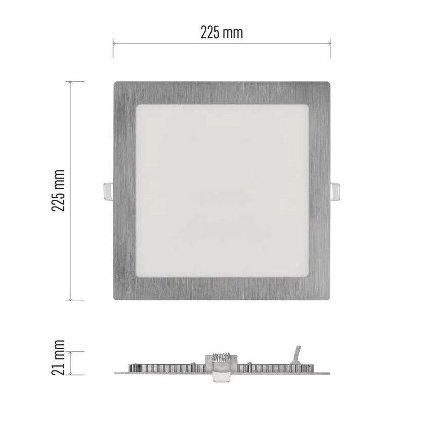 Plafonnier encastré LED NEXXO LED/18W/230V 3000/3500/4000K argenté 22,5x22,5 cm