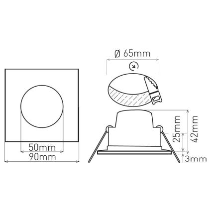 Plafonnier encastré LED pour salle de bains BONO LED/5W/230V 3000K IP65 noir