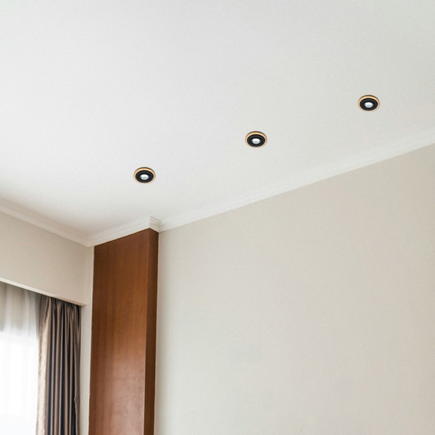 Plafonnier encastré TOBBY 1xGU10/20W/230V Ø 11,5 cm chêne/noir