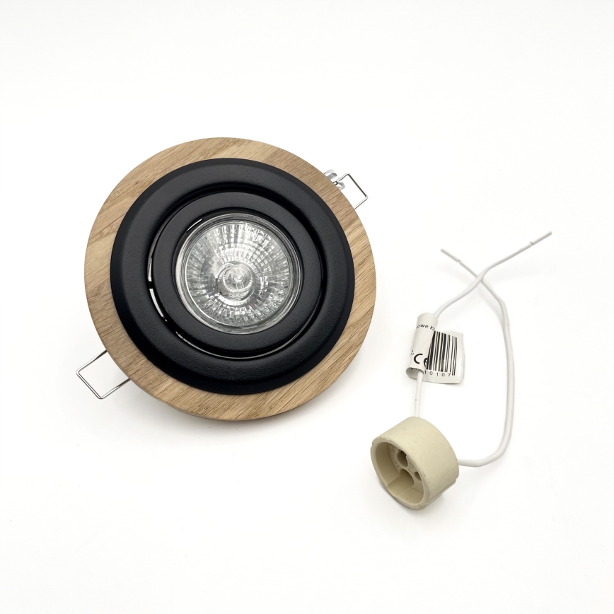 Plafonnier encastré TOBBY 1xGU10/20W/230V Ø 11,5 cm chêne/noir