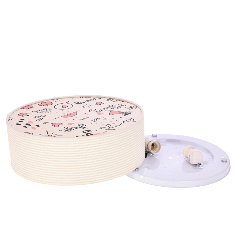 Plafonnier enfant KIDDY 2xE27/40W/230V beige/rose