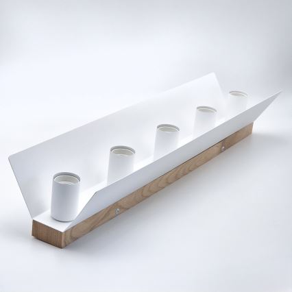 Plafonnier ESME 5xE27/15W/230V blanc/chêne