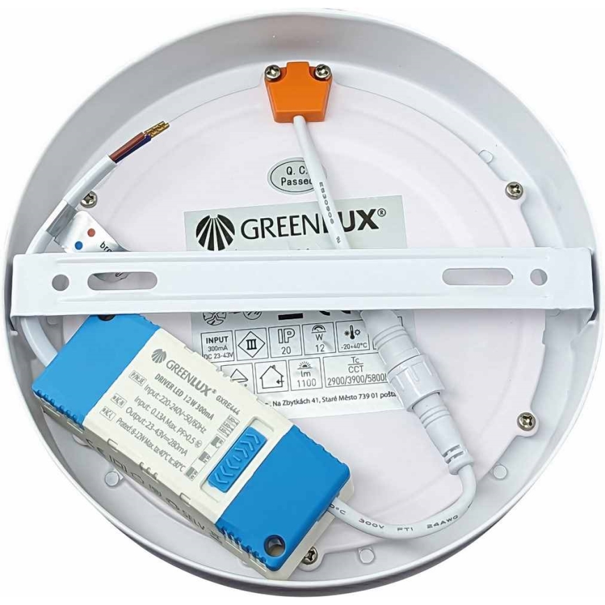 Plafonnier FENIX LED/12W/230V 2900/3900/5800K d. 16,8 cm blanc