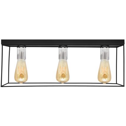 Plafonnier FINN 3xE27/15W/230V noir/chrome brillant