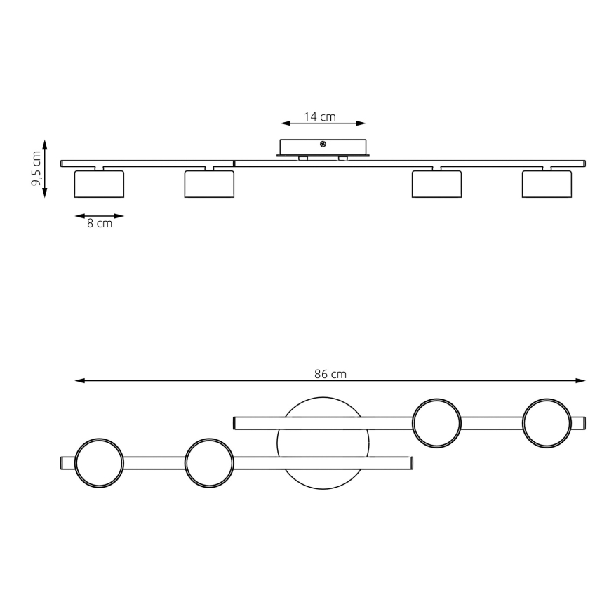 Plafonnier FRAGMENT 4xGX53/12W/230V noir