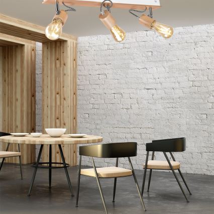 Plafonnier GUSTAVO 3xE27/60W/230V en hêtre