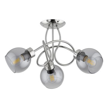 Plafonnier HOSSA 3xE27/15W/230V chrome brillant/noir/fumé