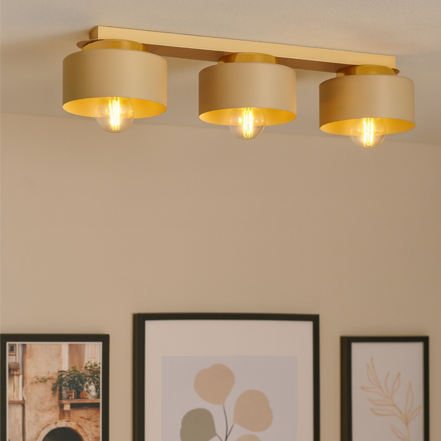 Plafonnier IGNIA 3xE27/60W/230V beige/doré