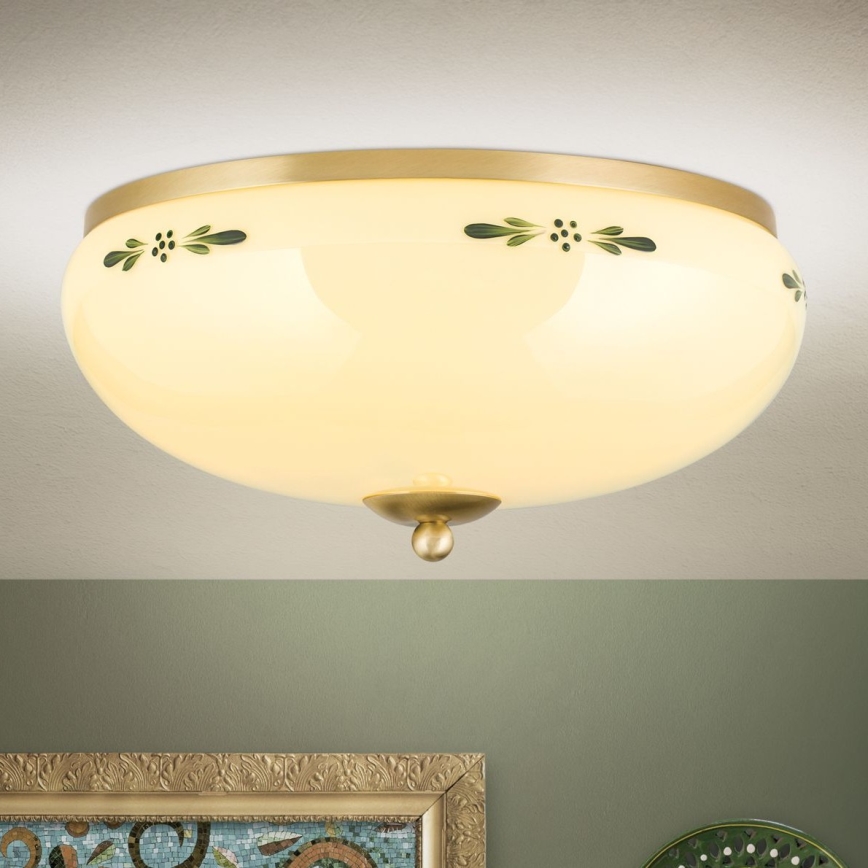 Plafonnier LANDHAUS 3xE27/60W/230V d. 35 cm laiton/beige