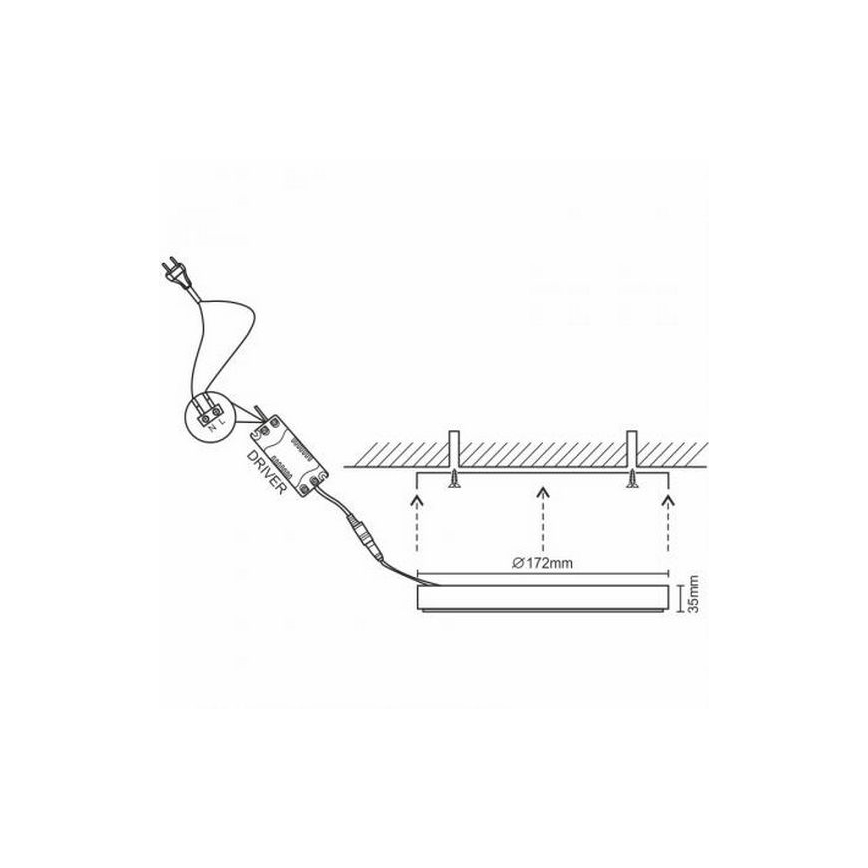 Plafonnier LED/12W/230V 4000K d. 17,2 cm