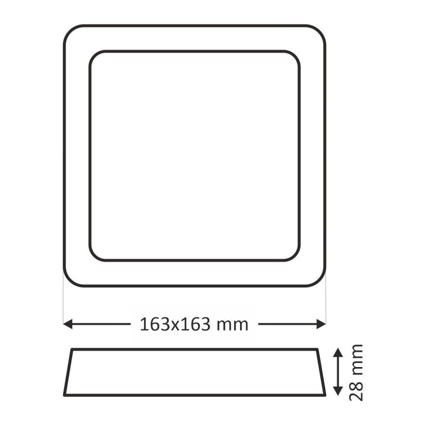 Plafonnier LED/12W/230V 4200K 16,3x16,3 cm blanc