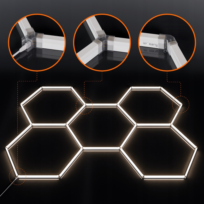 Plafonnier LED HEXAGON LED/192W/85-265V 4000K 298x209 cm IRC 90 IP54 blanc