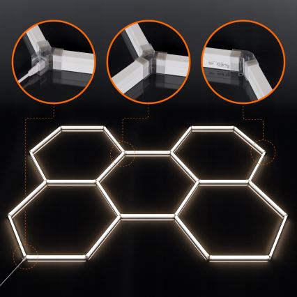 Plafonnier LED HEXAGON LED/240W/85-265V 4000K 298x209 cm CRI 90 IP44 blanc