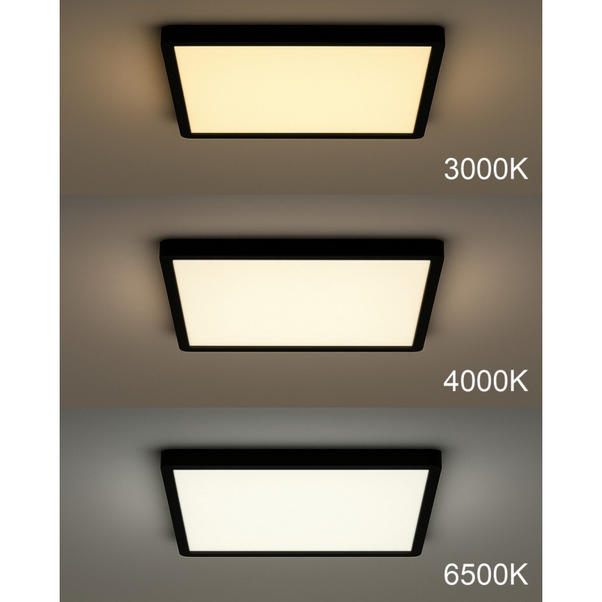 Plafonnier LED/24W/230V 3000/4000/6500K 30x30 cm noir
