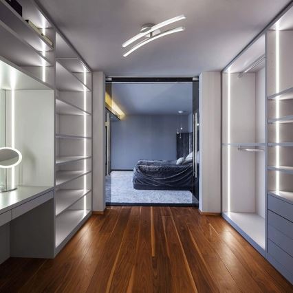 Plafonnier LED 2x6W/230V finition chrome brillant