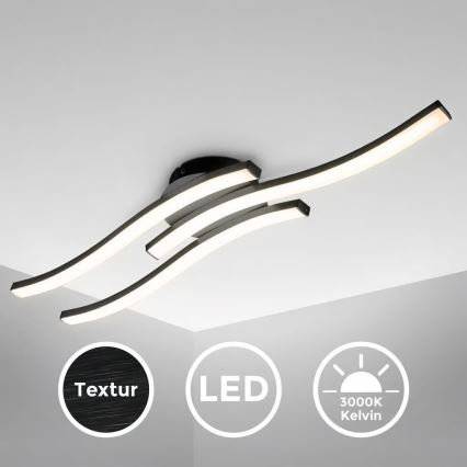 Plafonnier LED 3 × 6 W, 230 V, 2700 K — noir