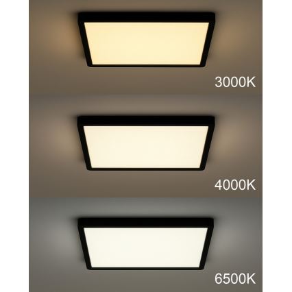 Plafonnier LED/32W/230V 3000/4000/6500K 40x40 cm noir