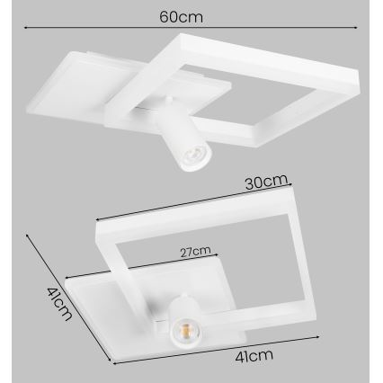 Plafonnier LED 38 W, 230 V + 1× ampoule GU10 30 W, blanc