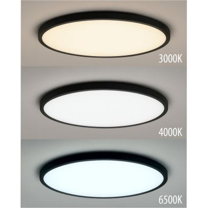 Plafonnier LED/40W/230V 3000/4000/6500K Ø 50 cm noir