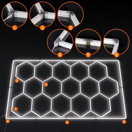 Plafonnier LED HEXAGON LED/696W/85-265V 6500K 484x243 cm IRC 90 IP54 blanc