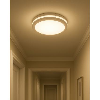 Plafonnier LED pour salle de bains avec détecteur de mouvement, 20 W, 230 V, 3000/4000/6500 K, Ø 23 cm, IP54, blanc