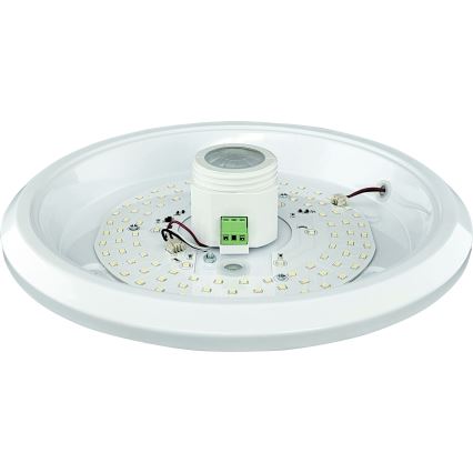 Plafonnier LED MANA avec détecteur de mouvement et capteur crépusculaire et module d'urgence intégré — LED 16 W, 230 V, batterie 1500 mAh, Ø 29 cm, blanc