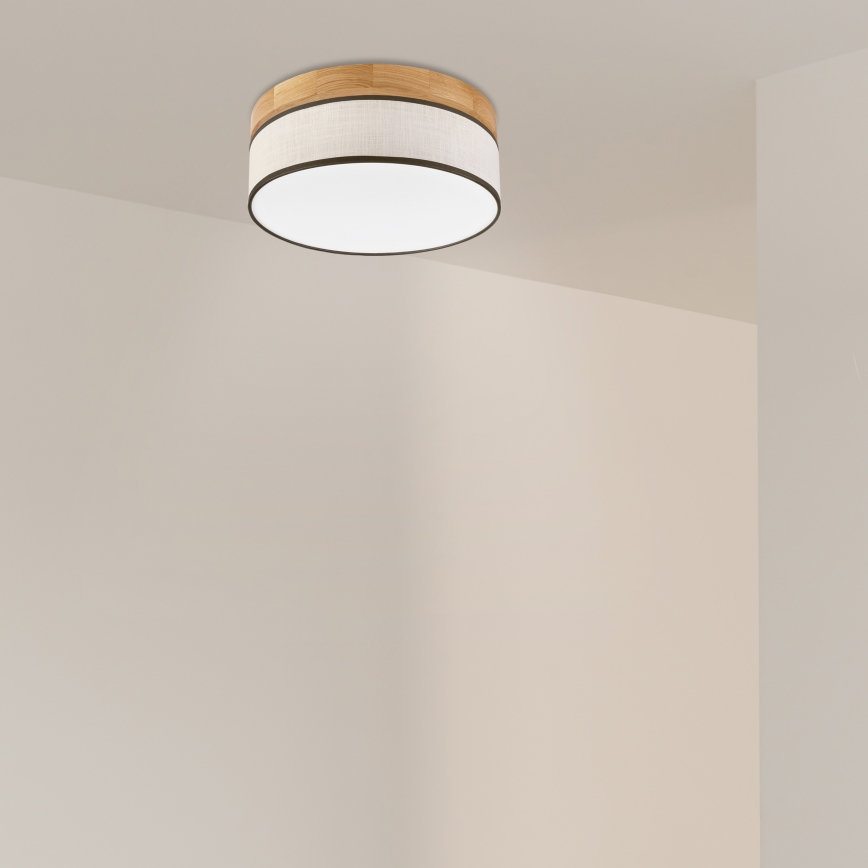 Plafonnier LED BELLADONNA LED/20W/230V Ø 30 cm crème/chêne