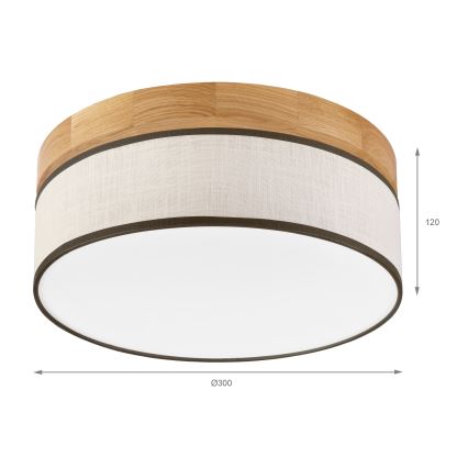 Plafonnier LED BELLADONNA LED/20W/230V Ø 30 cm crème/chêne