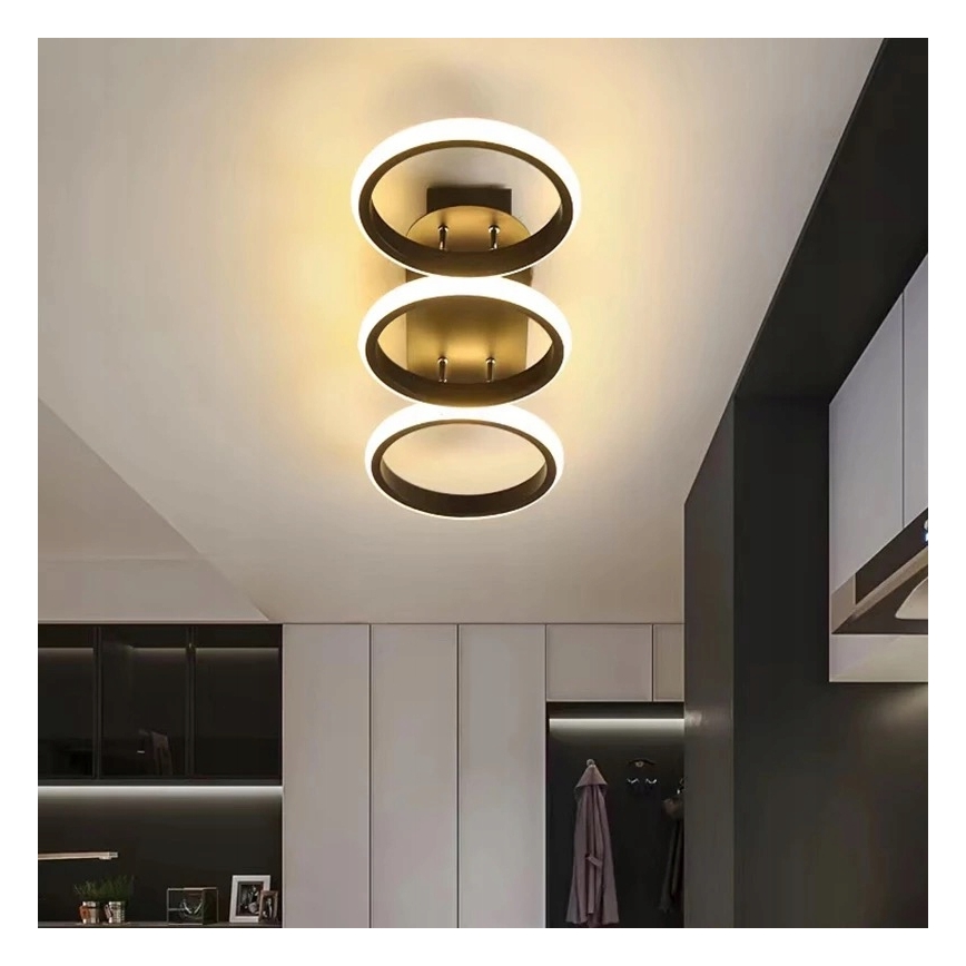 Plafonnier LED dimmable 30W/230V 3000–6500K noir Wi‑Fi Tuya + télécommande