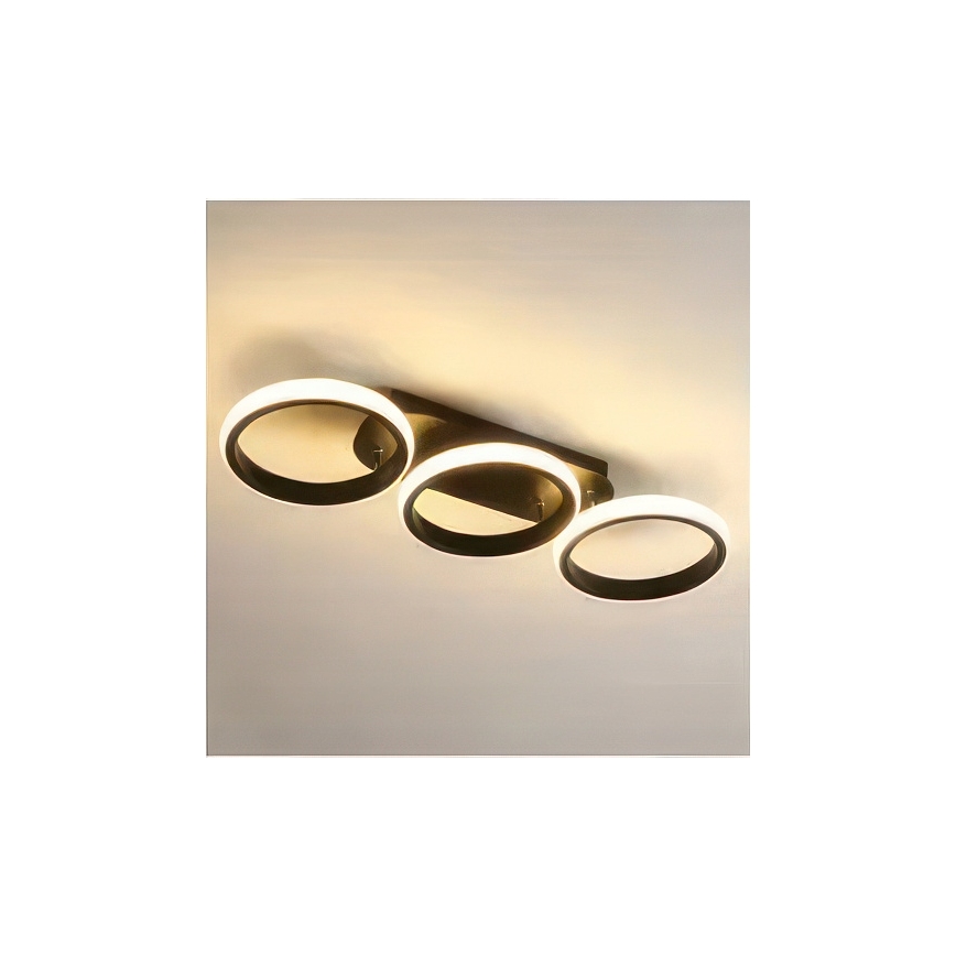 Plafonnier LED dimmable 30W/230V 3000–6500K noir Wi‑Fi Tuya + télécommande