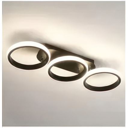 Plafonnier LED dimmable 30W/230V 3000–6500K noir Wi‑Fi Tuya + télécommande