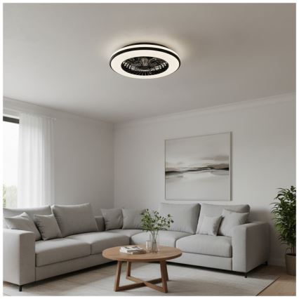 Plafonnier LED dimmable avec ventilateur VENTELUX LED/48W/230V 3000/4000/6500K Ø 48,5 cm noir + télécommande