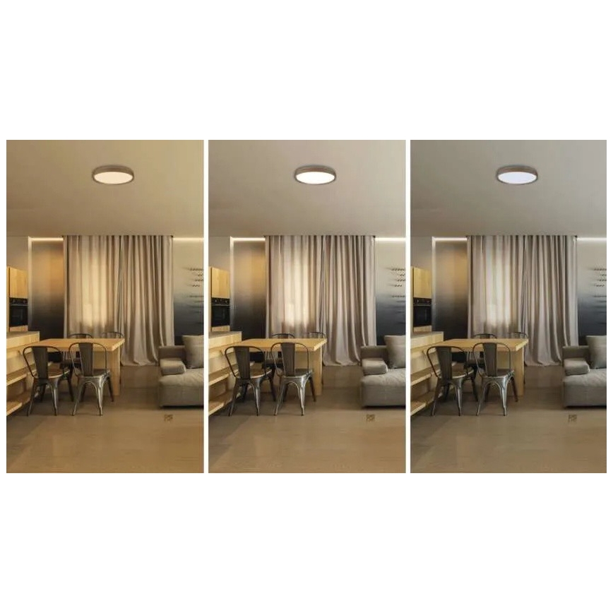 Plafonnier LED dimmable ILVI, 30 W, 230 V, 2700–6500 K, Ø 40 cm, finition bois, avec télécommande