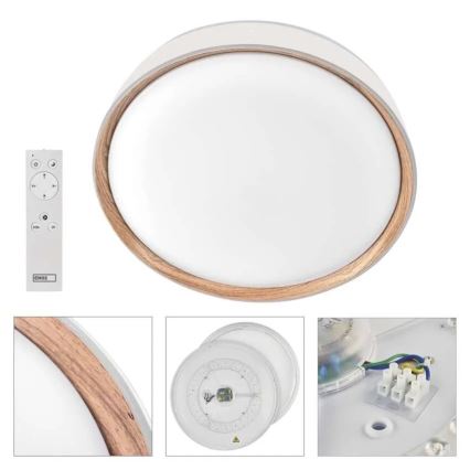 Plafonnier LED dimmable ILVI 30W 230V 2700-6500K Ø 40 cm blanc/beige + télécommande