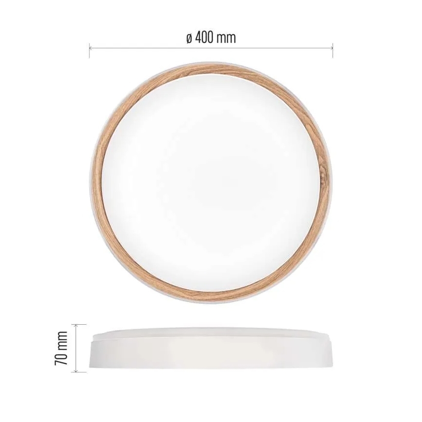 Plafonnier LED dimmable ILVI 30W 230V 2700-6500K Ø 40 cm blanc/beige + télécommande
