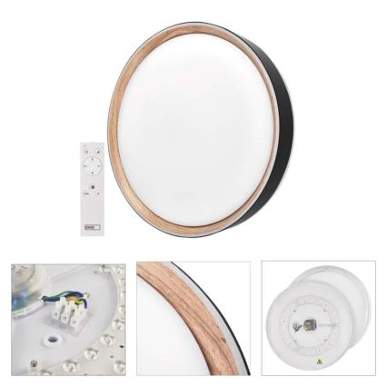 Plafonnier LED dimmable ILVI LED/30W/230V 2700-6500K Ø 40 cm noir/beige + télécommande